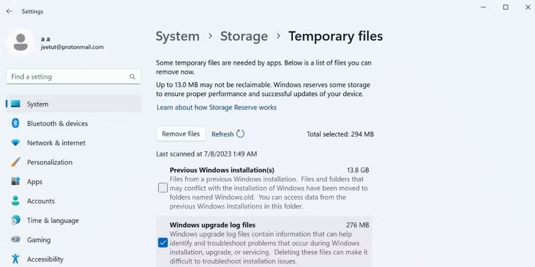 حذف پوشه Windows.old از طریق Storage Settings