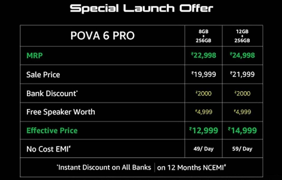 قیمت مدل‌های مختلف تکنو پووا 6 پرو
