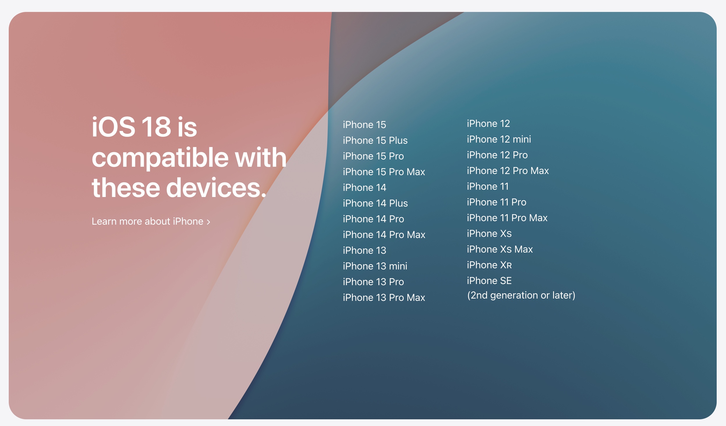 دستگاه‌هایی که از iOS 18 و iPadOS 18 پشتیبانی می‌کنند