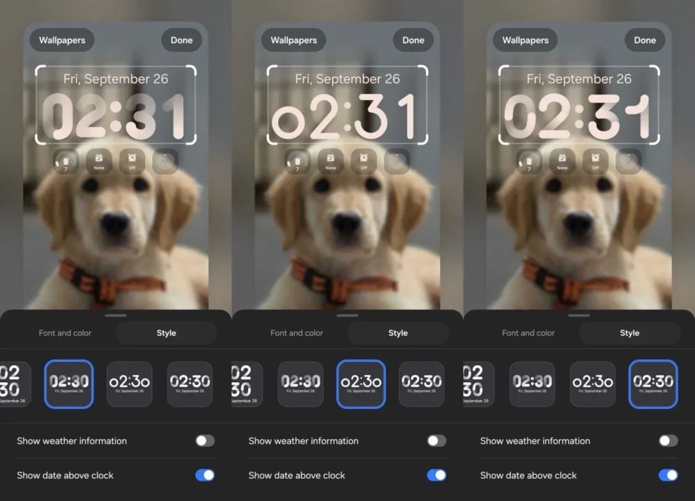سبک‌های جدید ساعت صفحه قفل در رابط‌کاربری One UI 8.5