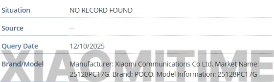 مشخصات تبلت جدید پوکو در دیتابیس GSMA