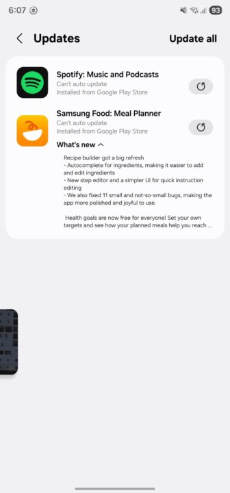 آپدیت جدید برنامه سامسونگ فود