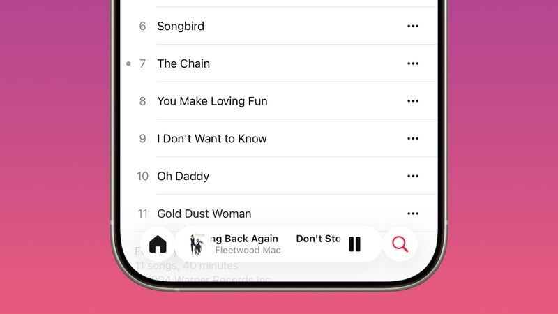 ژست کشیدن برای تعویض آهنگ در Apple Music
