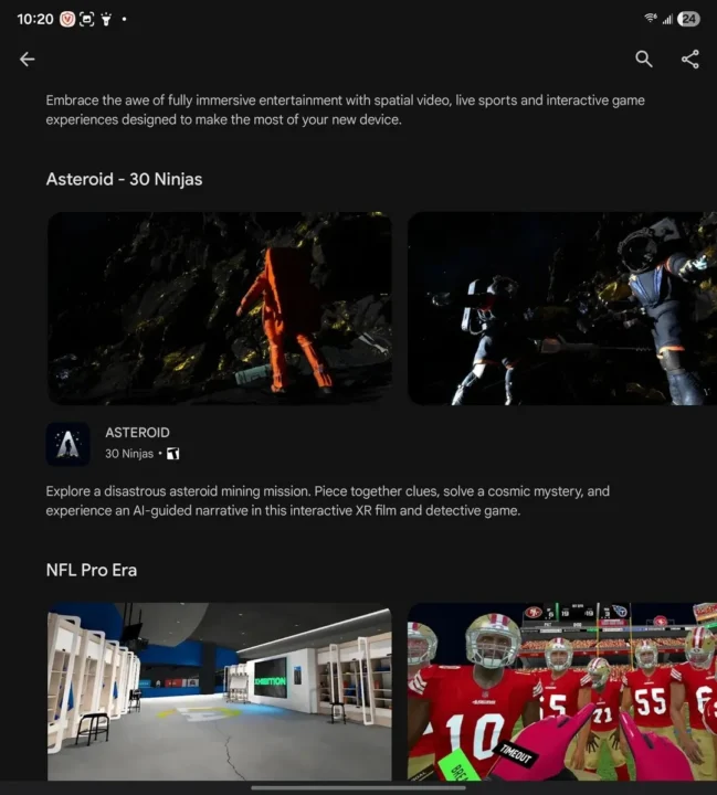 گلکسی xr سامسونگ در صفحه بازی آستروید گوگل پلی 001