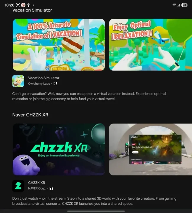 گلکسی xr سامسونگ در صفحه بازی آستروید گوگل پلی