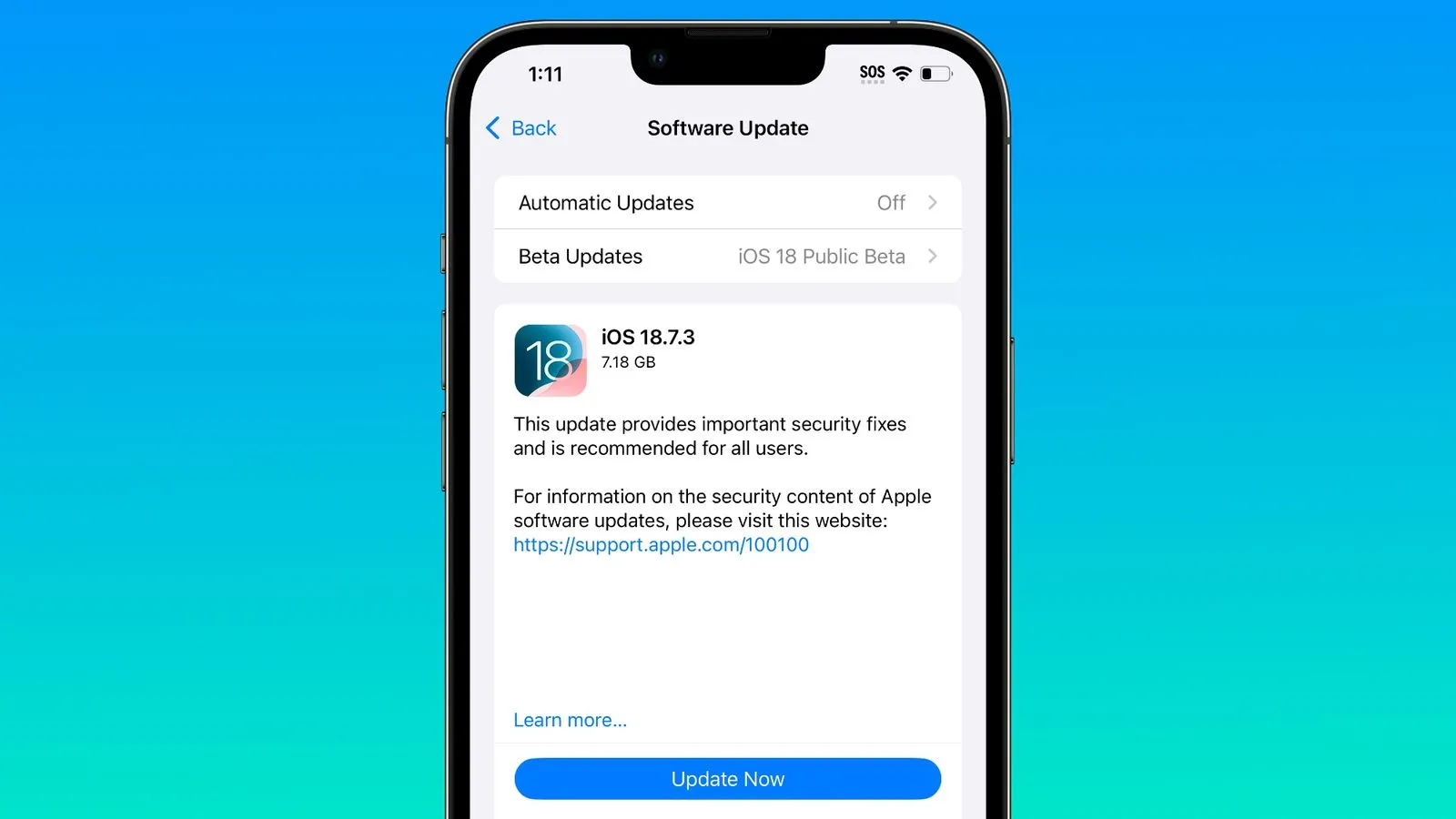 آپدیت امنیتی ios 18